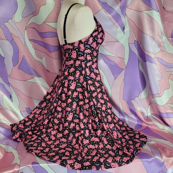 Blackmilk Dress Medium Purr Evil Black Pink Halloween Bats Cats Skater Cosplay - Picture 3 of 9